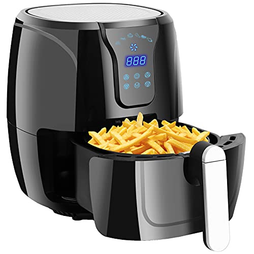 Air Fryer, Friteuse Sans Huile, Friteuse Air Chaud, avec 6 Programmes de Cuisson Différents, Friteuse à Air Chaud (1300W, 5kg), avec Affichage Numérique LED, sans BPA, y compris la Recette