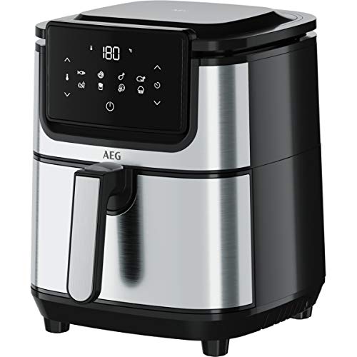 AEG AF6-1-4ST Friteuse à air sans huile 3,5 L, écran LED tactile, 8 programmes, minuterie 60 min, température maximale 180o, acier inoxydable, passe au lave-vaisselle, inox
