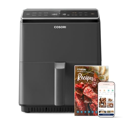 COSORI Air Fryer Dual Blaze 6,4L 1700W, Friteuse sans Huile Intelligente avec 30+ Recettes Papier et 100+ en ligne, Friteuse à Air Chaud avec 12 Programmes y compris AIRFRYER/GARDER CHAUD/RÉCHAUFFER