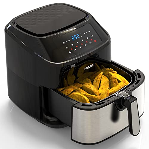 FIMEI Friteuse à air sans Huile 5,5 L, 1800W Airfryer en acier inoxydable, 10 programmes avec affichage numérique,sans huile friteuse friteuse à air (noir)