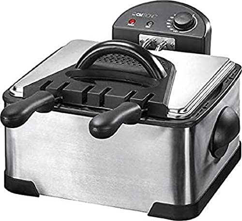 Clatronic® Friteuse à double zone froide pour une friture rapide | Friteuse avec 3 paniers à friture | Boîtier en acier inoxydable | Friteuse d'une capacité de 4 litres & 2000W | FR 3195