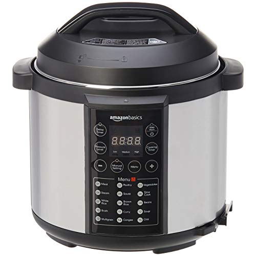 Amazon Basics Cuiseur-vapeur électrique multi-usage 23-en-1, 5,5 litres, 1 000 W, acier inoxydable brossé, avec livre de recettes gratuit