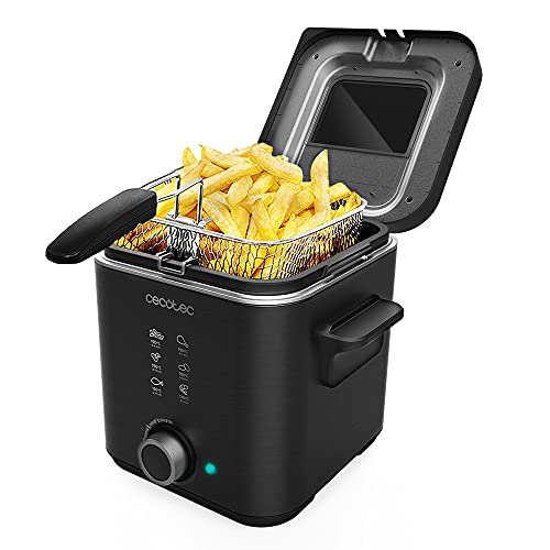 Cecotec Friteuse électrique CleanFry Advance 1500 Black d’1,5 L en acier inoxydable avec filtre OilCleaner qui maintient l’huile propre pendant longtemps. (Nègre)