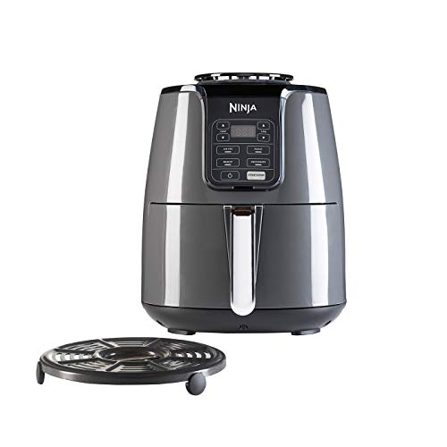 Ninja Friteuse Air [AF100EU] 4 Modes de Cuisson, Air Fry, Rôtissoire, Réchauffage, Déshydratation, Céramique Anti-Adhésive, 4,4 L, 1550W, Gris/Noir