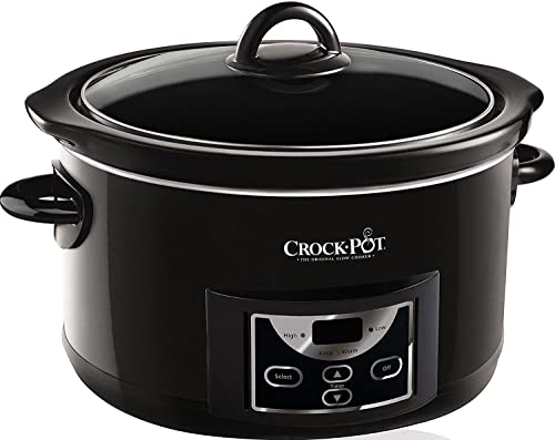 Crock-Pot Mijoteuse numérique avec cocotte Four-4,7L (4-5 Personnes) -Compatible Lave-Vaisselle, Noir Brillant [SCCPRC507B]