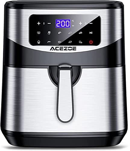 Friteuse Sans Huile 7L, Acezoe 10-en-1 Air Fryer Friteuse à Air Chaud XXXL Friteuse Électrique, Écran Tactile Numérique LED, Panier Antiadhésif, 1700 W, Recettes