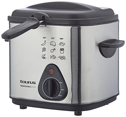Taurus Professional 1 Slim - Friteuse électrique compact 1000W, 1L, pour 1 à 2 portions, Température réglable, Inox