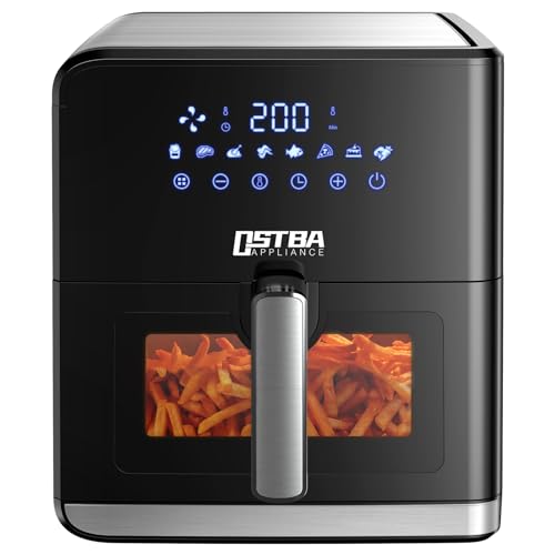 OSTBA APPLIANCE Friteuse sans Huile à Air Chaude 7.5L,Airfryer avec Fenêtre Visible,Friteuse à Air Chaud avec 8 Programmes,Panneau Tactile LED,Température réglable, Minuterie,Panier Antiadhésif, 1700W