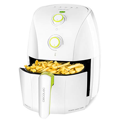 Cecotec Friteuse Cecofry Compact Rapid Sun. Programmable en temps et en température. Thermostat jusqu'à 200 ºC. Durée réglable de 0 à 30 minutes. Récipient d'une capacité de 1,5 litre. (1,5 L | Vert, Blanc)