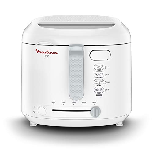 Moulinex - AF2031 Uno - Friteuse, capacité de 1 kg pour 4 personnes, capacité d'huile 1,8 L, blanc