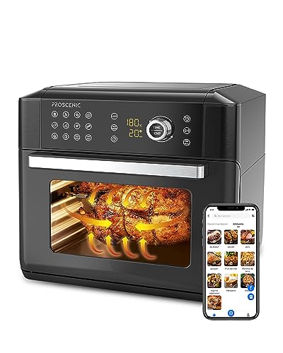 Proscenic T31 Friteuse à Air Four 15L en Acier Inoxydable,l’Écran LED Tactile,12 Programmes Predefinis,Griller, Rôtir, Déshydrater,Recettes en ligne,Cuisiner Personnalisé,Fonction de Combinaison/APP