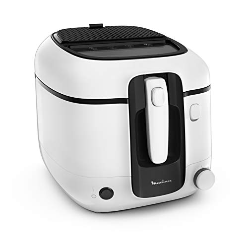 Moulinex Friteuse à huile, 2,2 L d’huile, 1,5 kg de frites, Cuve amovible antiadhésive, Thermostat réglable, Ouverture automatique, Filtre anti-odeur, Super Uno AM312010
