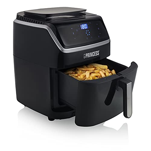 Airfryer multicuiseur Princess noir - Cuiseur vapeur et friteuse à air chaud - Livre de recettes numérique à télécharger - 6,5 L - 1,4 kg de frites