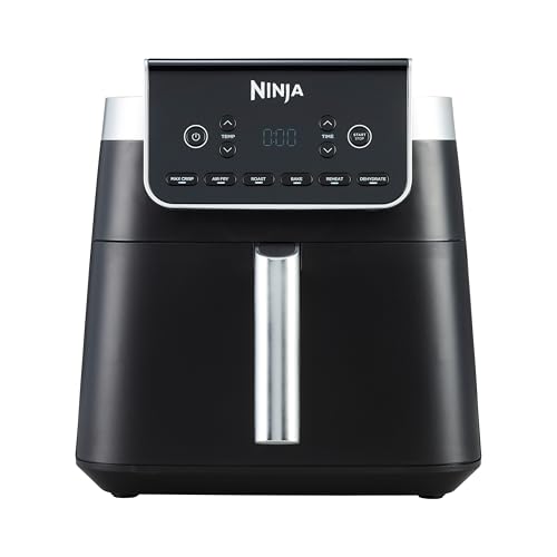 Friteuse sans huile Ninja MAX PRO, 6,2 L, grand tiroir, Roast, Bake, Air Fry, Familial, Numérique, Cuisson surgelés, Panier et plaque de cuisson antiadhésifs compatibles lave-vaisselle, Gris, AF180EU