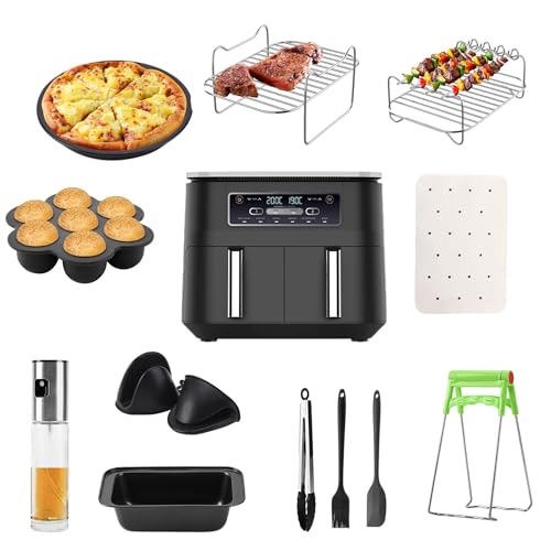 Accessoires Air Fryer 2024, 12 PC d'accessoires pour friteuse à air double pour Ninja Air Fryer AF500EU AF400EU AF300EU, Accessoires pour friteuse à air, Supports et bouteille de pulvérisation d'huile