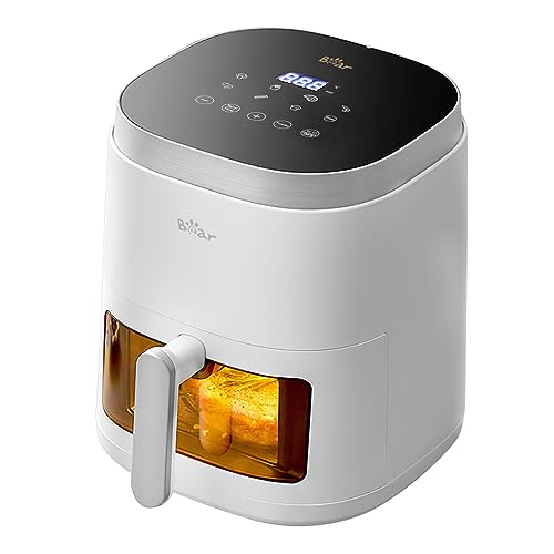 Bear 5L Friteuse À Air Visuel, 7 Programmes, Économie D'Énergie Sans Huile, Cuisson Humide Au Brouillard D'Eau 1500-1750W, Écran Tactile Led Pour 6 Personnes, Conseils De Retournement De Nourriture
