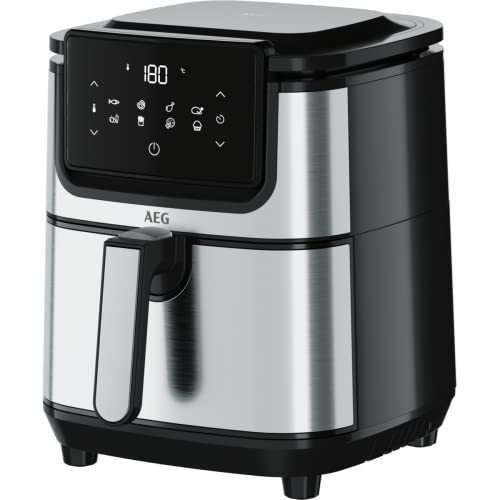AEG AF6-1-4ST Friteuse à air sans huile 3,5 L, écran LED tactile, 8 programmes, minuterie 60 min, température maximale 180o, acier inoxydable, passe au lave-vaisselle, inox