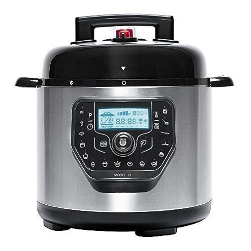 Cecotec Multicuiseur Ollas GM Modèle H Deluxe. 1000 W, Robot de cuisine multifonction Programmable 24h avec 6 litres, Couvercle rabattable, 16 menus et balance, Acier inoxydable