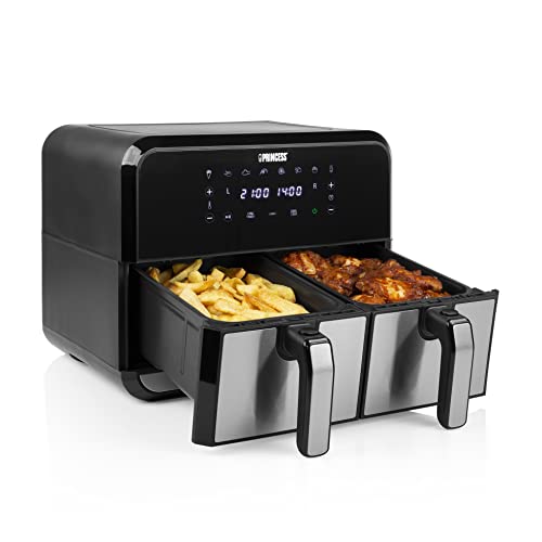 Princess Airfryer à double Panier - Livre de recettes inclus - 8 L - 2 kg de frites - 8 programmes