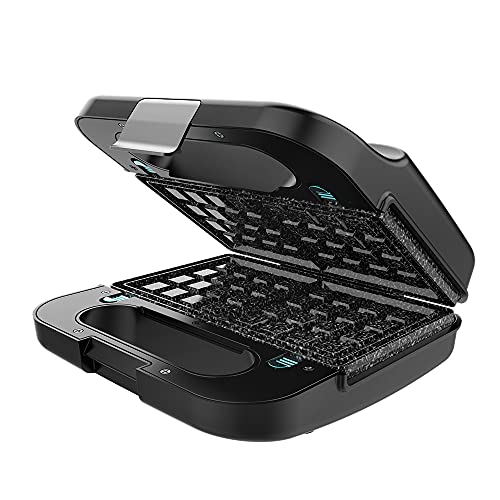 Cecotec Rock´nToast 4 en 1 1000 W de puissance, capacité pour 2 sandwichs, finitions en acier inoxydable, 4 plaques interchangeables avec revêtement en pierre RockStone