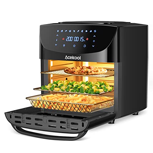 Friteuse sans Huile Électrique 18L 10 programmes Air Fryer Friteuse à Air Chaud Avec Écran Tactile LED 1800W Accessoires en Acier Inox avec Minuteur et Réglateur de Température Acekool