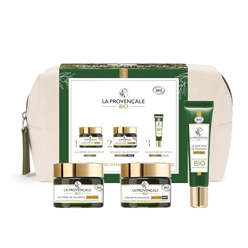La Provençale - Trousse Rituel Jouvence Anti-Âge 3 Produits - Huile d’Olive Bio AOP Provence - Pour Tous Types de Peaux, Même Sensibles