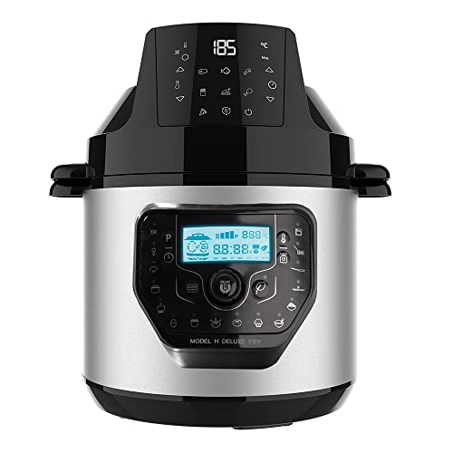 Cecotec Pot programmable avec tête Friteuse d'air et balance GM H Deluxe Fry. Robot de cuisine multifonction 6 litres, couvercle Advance, programmable 24h, température réglable, recette