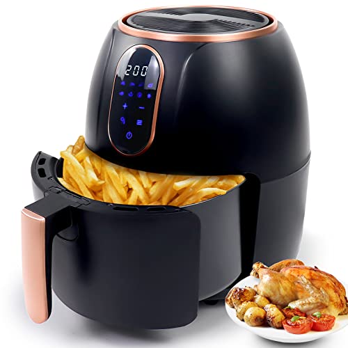 Friteuse Sans Huile 4L, Air fryer en Acier Inoxydable 8-en-1, Écran LCD Numérique, Friteuse à Air professionnelle Chaud avec Écran Tactile LCD cuve Amovible famille, 1500W