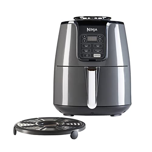 Ninja Air Fryer, 3,8L, 4-en-1, Sans Huile, Frire à l'air, Rôtir, Déshydrate, Panier Antiadhésif Compatible Lave-Vaisselle, 2-4 Portions, Digitale, Gris et Noir, AF100EU