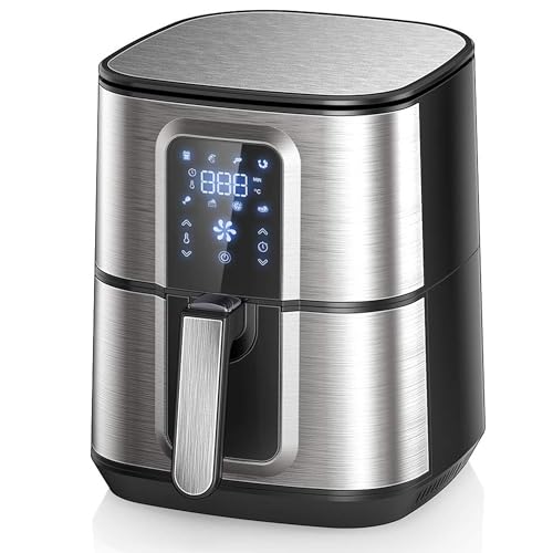 OZEANOS 5,5l Air Fryer Friteuse À Air Sans Huile Avec Écran Led Numérique, 8 Programmes, Minuteur 30min, Thermostat 80~200℃ - Friteuse À Air Chaude 1800w