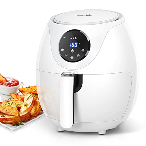 Taylor Swoden Eva - Friteuse sans huile, Friteuse à air sans BPA de 1200W et taille compacte de 2.6L, écran LED et panneau tactile. 6 programmes automatiques. Blanche.