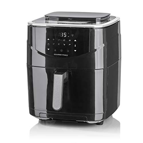 GOURMETmaxx Friteuse numérique à air chaud 6 l - Avec minuterie de 60 minutes et arrêt automatique - Avec écran tactile et 8 programmes - Noir
