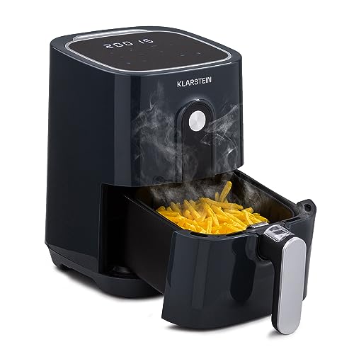 Klarstein Friteuse Sans Huile, Friteuse Compacte à Air Chaud 1400W à Chauffage Rapide pour la Cuisine, Airfryer 2.8L avec Ecran Tactile, Minuterie, Température Réglable, 8 Programmes de Cuisson