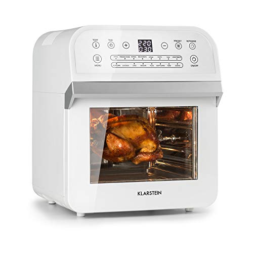 KLARSTEIN AeroVital Cube - Friteuse sans huile, Air fryer, 1600W, 12L de volume, Minuterie, 13 programmes, 3 fonctions, Affichage digital, Boîtier résistant à la chaleur, Blanc