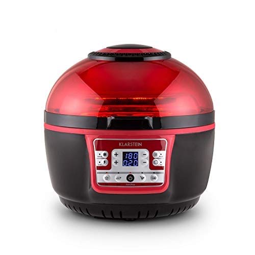 KLARSTEIN VitAir Turbo - Friteuse électrique sans huile, air fryer, Sans huile, Capacité de cuisson de 9L, Chauffage infrarouge halogène, 1400W, 50-230 ° C, Minuterie, Ecran LCD, Rouge