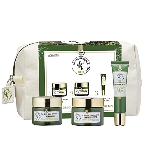 La Provençale - Trousse Rituel Jouvence Anti-Âge 3 Produits - Huile d’Olive Bio AOP Provence - Pour Tous Types de Peaux, Même Sensibles