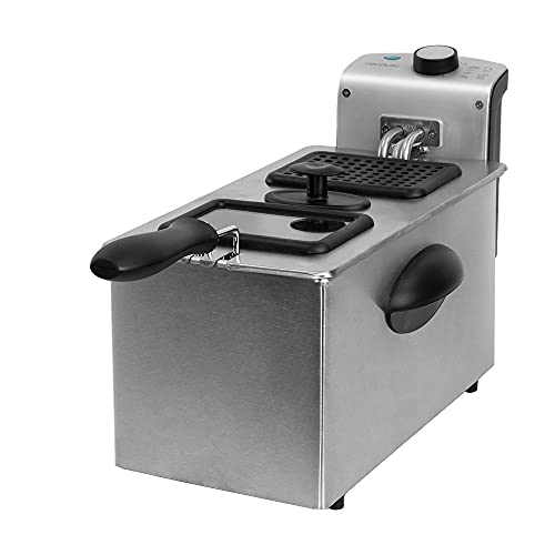 Cecotec Friteuse électrique CleanFry 3000. 2180 W, 3 L en Acier inoxydable avec filtre OilCleaner, Couvercle avec fenêtre pour contrôler la friture et filtre antiodeurs (3000 Full Inox)