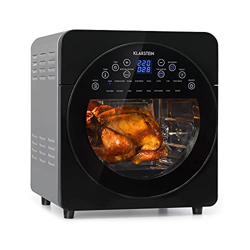 KLARSTEIN AeroVital - Friteuse sans huile, Air fryer, 1700W, 50-220°C, 14 litres, 16 programmes, Ecran tactile, Plats divers, Ensemble d'accessoires, Electrique, Poids 8,6kg - Gris