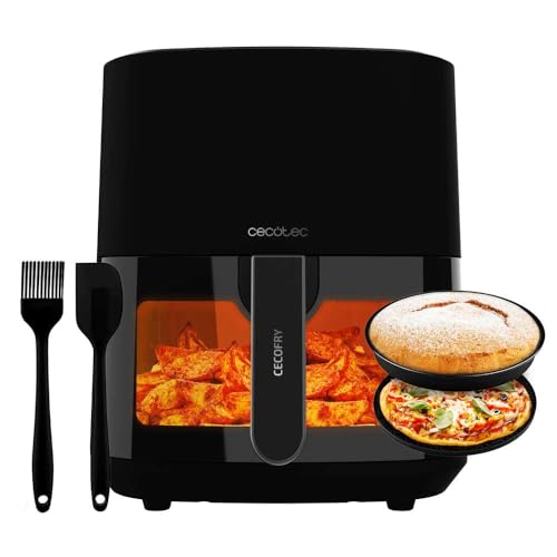 Cecotec Friteuse à Air sans Huile de 5,5 L Cecofry Fantastik Window 5500 Pack Fenêtre. 1500W, Technologie PerfectCook, 9 Modes de Cuisson, Tactile, Réglable 80-200ºC, Fenêtre, Cuisson 60 min