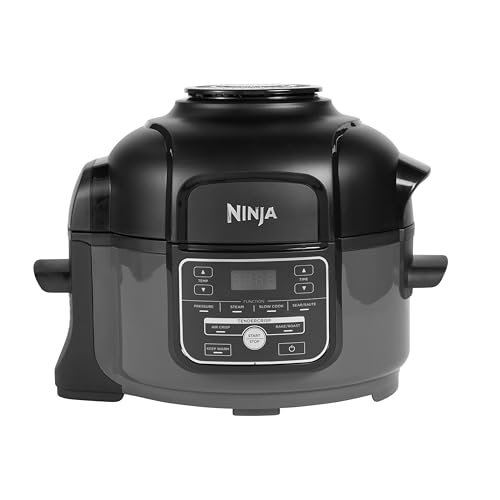 Ninja Foodi MINI 6-en-1 4.7L Multicuiseur, Autocuiseur, Friteuse, 6 fonctions de cuisson dont Cuisson lente et Vapeur, 1460W, Gris/Noir OP100EU