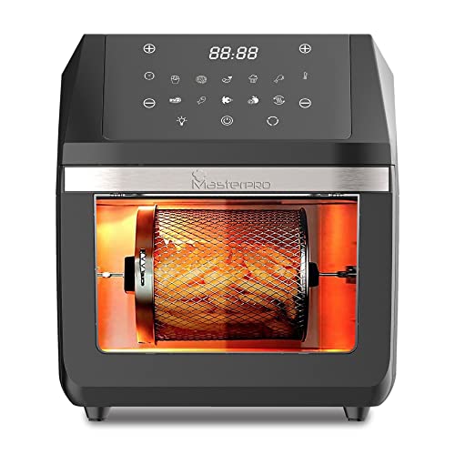 MasterPro Rocket 1100 | Friteuse four sans huile | Friteuse à air chaud | Capacité de 11 L et puissance de 1800 Watt | Écran tactile LED et panier antiadhésif | Noir | Température réglable 80-200ºC