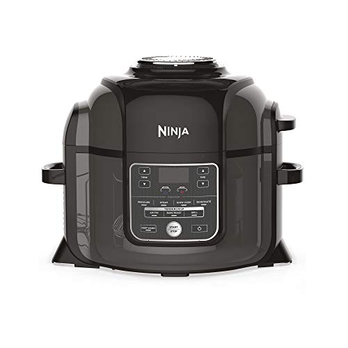 Multicuiseur Ninja Foodi, Air Fryer, 9-en-1, 6L, 9 fonctions de cuisson, Cuisson sous pression, Friture à l'air, Cuisson lente, Gril et plus, Acier brossé et Noir, OP300EU