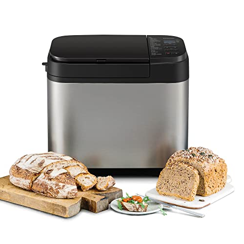 Panasonic SD-YR2550SXE Machine à Pain Auto, Distributeurs de Raisins Secs, de Noix et de Levure, 31 Programmes Auto, Double Capteur de Température, Minuterie Numérique de 13 h, Écran LCD, Argenté