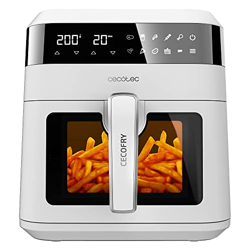 Cecotec Friteuse sans Huile à Air Chaud 6 L Cecofry Experience Window White 6000. 1300 W, Technologie PerfectCook, Température réglable, Fenêtre, Panneau Tactile, 9 Modes, Minuterie