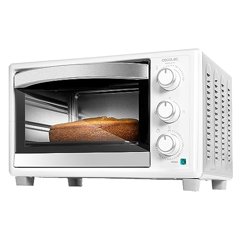 Cecotec Four de comptoir Bake&Toast 2300 Blanc, 23 L, 1500 W, 3 modes de chauffage, Minuteur 60 minutes, Température réglable jusqu'à 230ºC, Bac récupérateur de miettes.