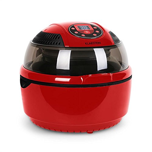 Klarstein VitAir Fryer - Friteuse à air chaud , Grillade , Halogène infrarouge , 1400W , Sans préchauffage , Nettoyage facile , Accessoires nombreux , 50-230°C , Rouge