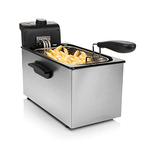 Tristar Friteuse FR-6946 - Zone froide - Thermostat réglable - 2 000 W, Acier inoxydable, Inox/Noir, 3 L