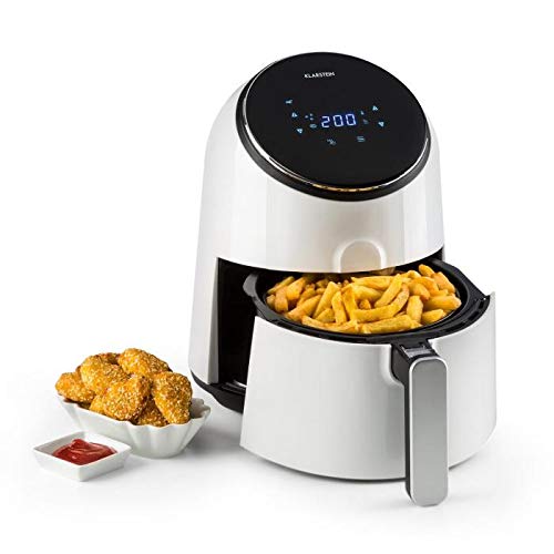 Klarstein AirVital friteuse à air chaud - Pas d'odeur de graisse, Jusqu'à 80% de calories en moins, Panier à friture, Revêtement anti adhésif, Cuve de 3,5L, De 80 à 200 °C en 3 minutes, Blanc