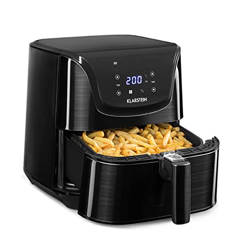 KLARSTEIN Aerovital Deluxe - Friteuse à air chaud, 1700W, Volume 5,4 litres, Ecran LCD tactile, 8 programmes préinstallés, Inox, Thermostat, Minuterie - Noir