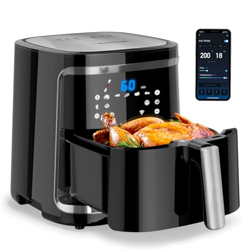 Aigostar Smart Cube - Friteuse à air intelligente sans huile. 1900W, 7L. Mode manuel, écran tactile LED, 7 fonctions préréglées + maintien au chaud et mode manuel. Connexion Wifi. Sans BPA.